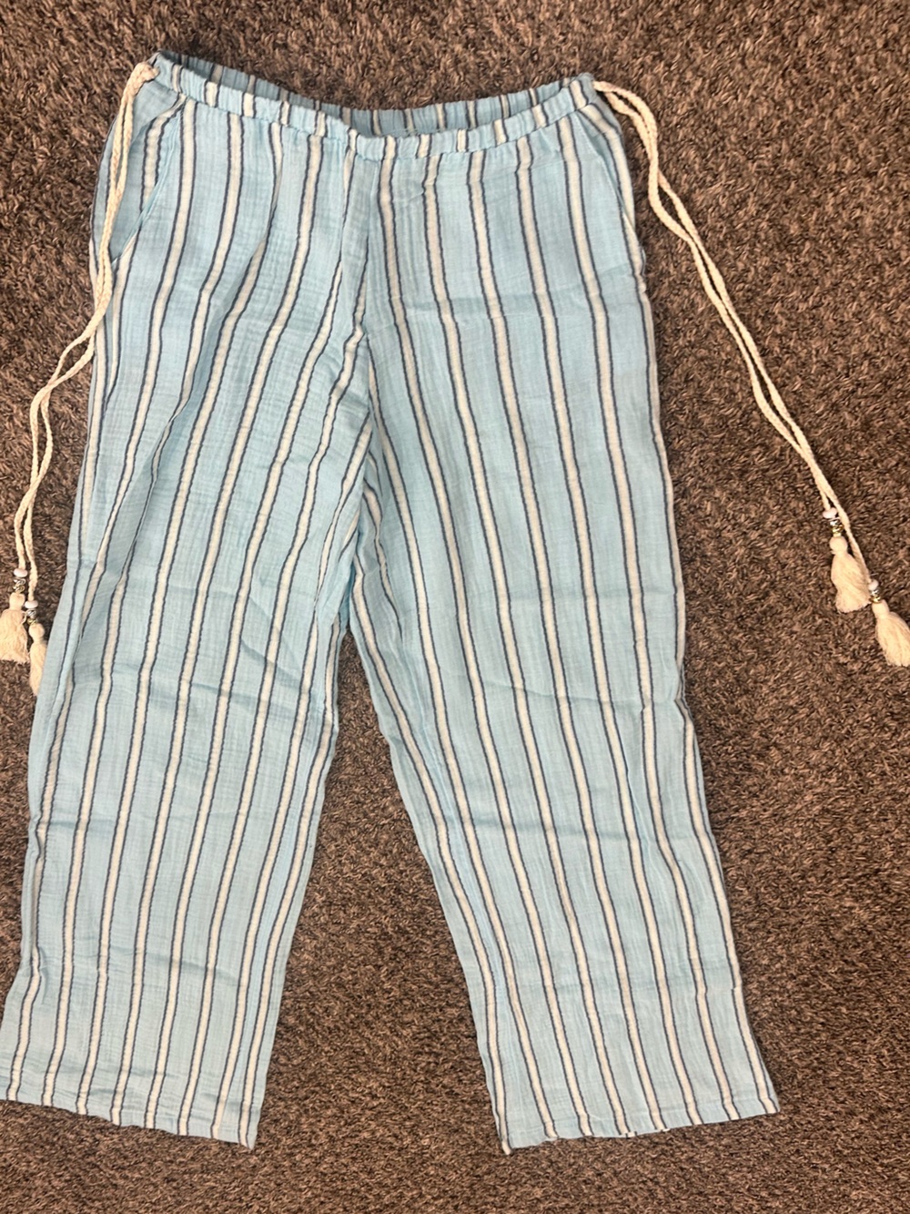 Womans Light Blue Striped Pajama Pants